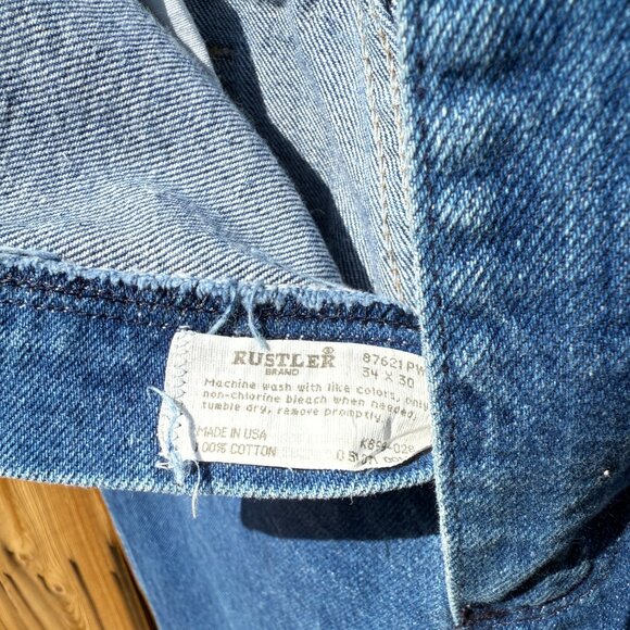 Vintage 90s Rustler High Waist Straight Leg Denim Blue Jeans | Size 31 X 30 - Picture 9 of 9